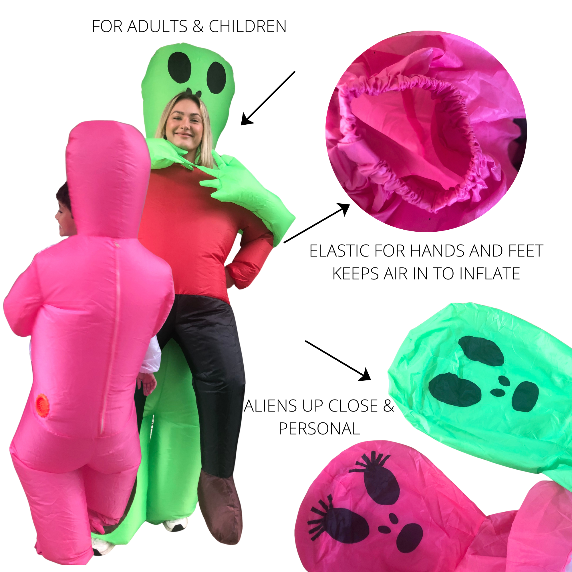 Green Inflatable Alien Halloween Costume for Adults – Funny Blow Up Suit