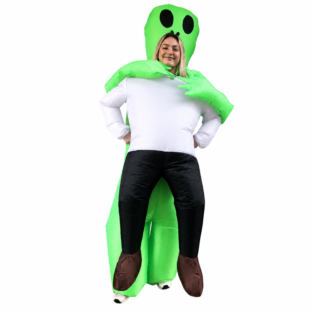 Green Inflatable Alien Halloween Costume for Adults – Funny Blow Up Suit