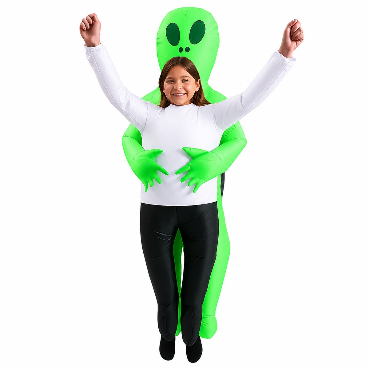 Green Inflatable Alien Halloween Costume for Kids – Funny Blow Up Suit