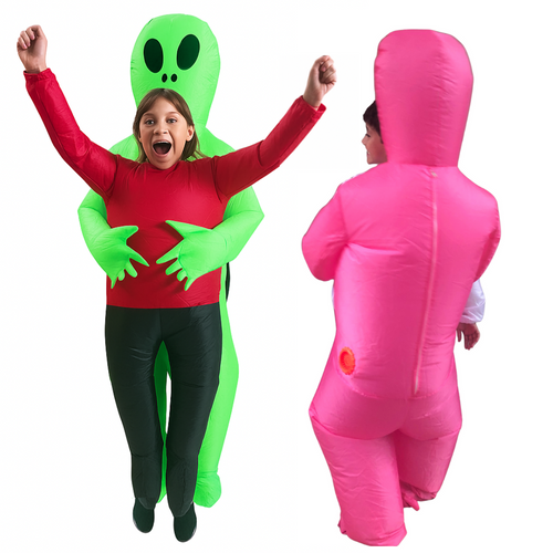 Pink Inflatable Alien Halloween Costume for Kids – Funny Blow Up Alien Suit