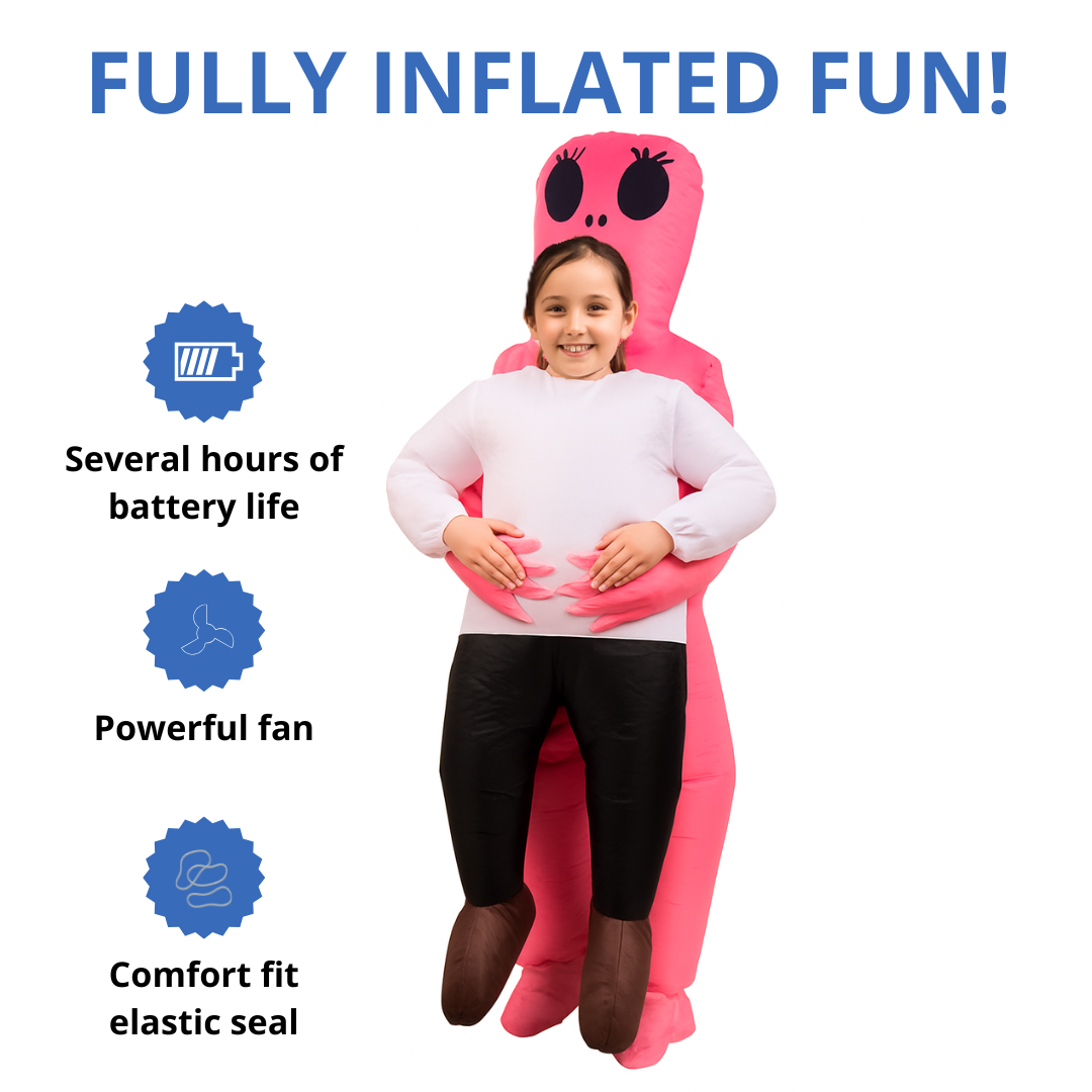 Pink Inflatable Alien Halloween Costume for Kids – Funny Blow Up Alien Suit