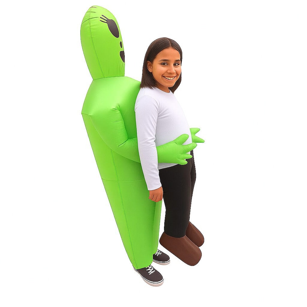 Green Inflatable Alien Halloween Costume for Kids – Funny Blow Up Suit